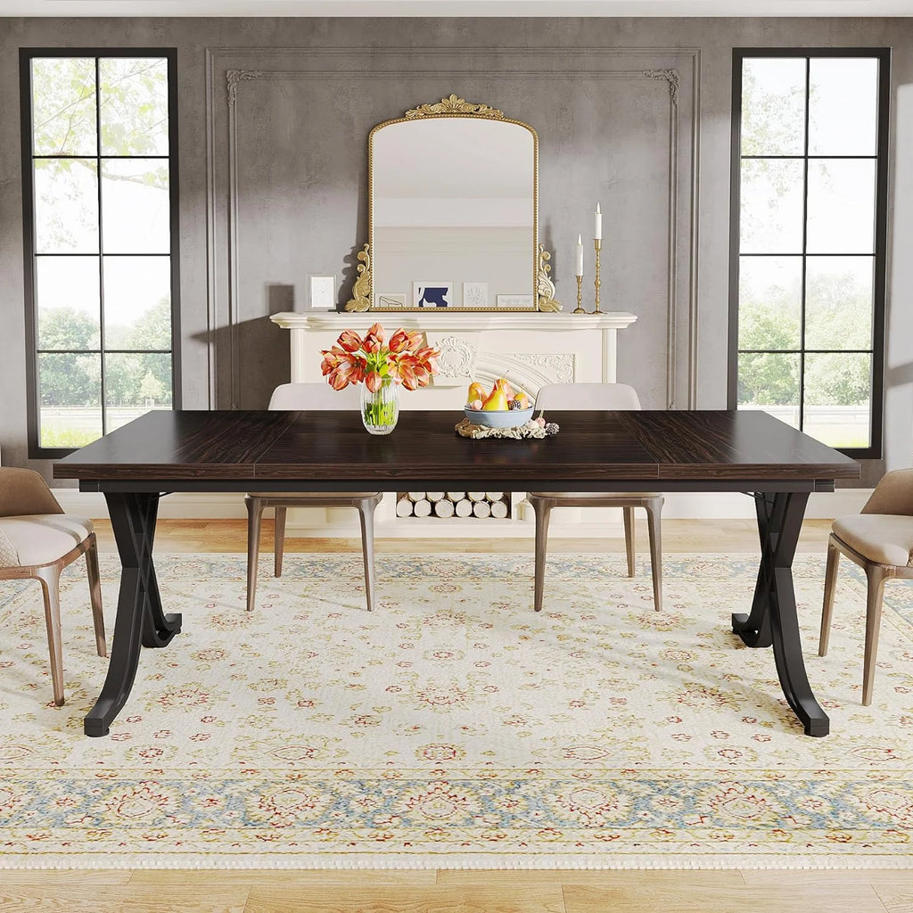 63 inch Dark Walnut Black Dining Table Z863