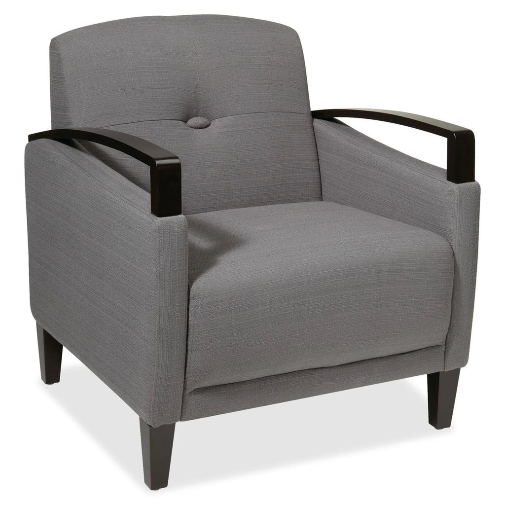Charcoal Chair with Woven Fabric and Wood Arms F324