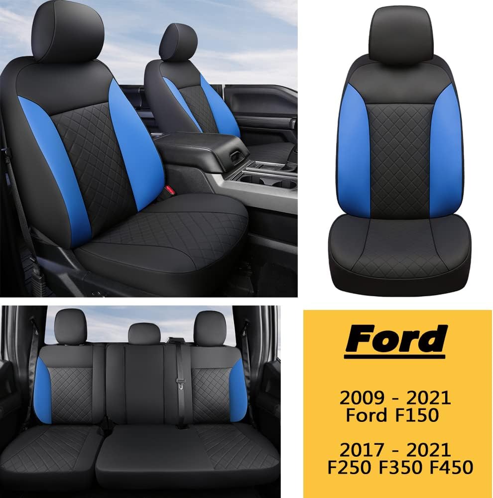Custom Fit Car Seat Covers Full Set Black Blue X2469