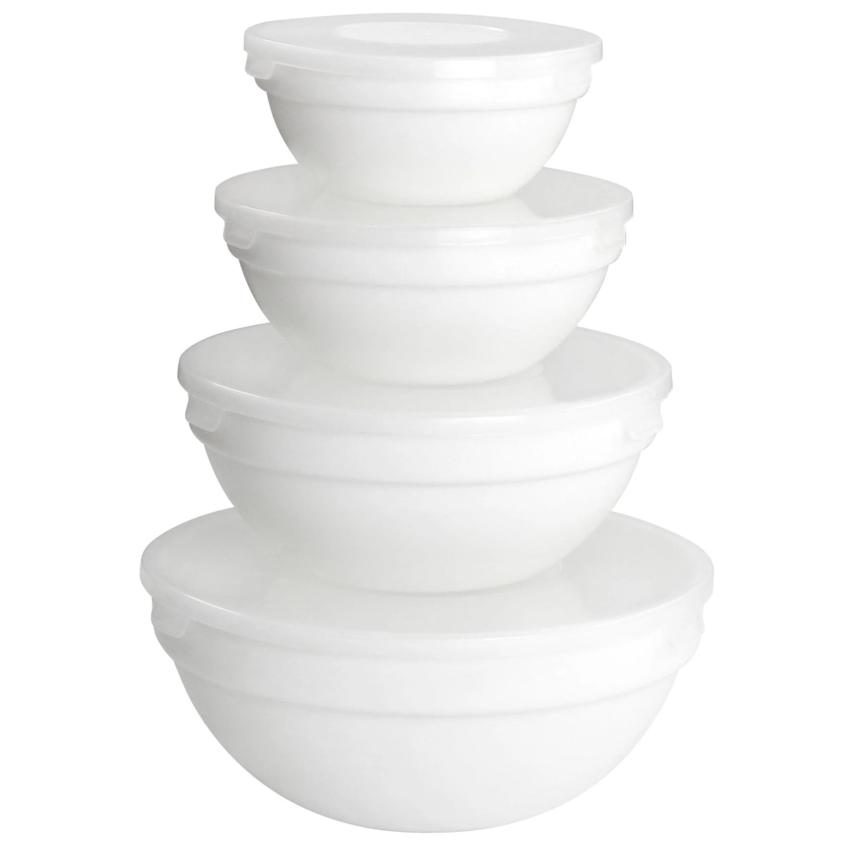 8 Piece White Tempered Opal Glass Bowl and Lid Set R5982