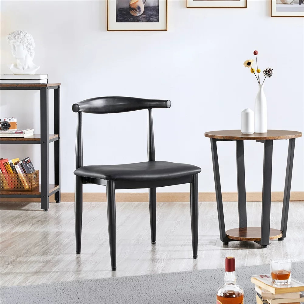 Set of 2 Black Leather Dining Chairs V850413