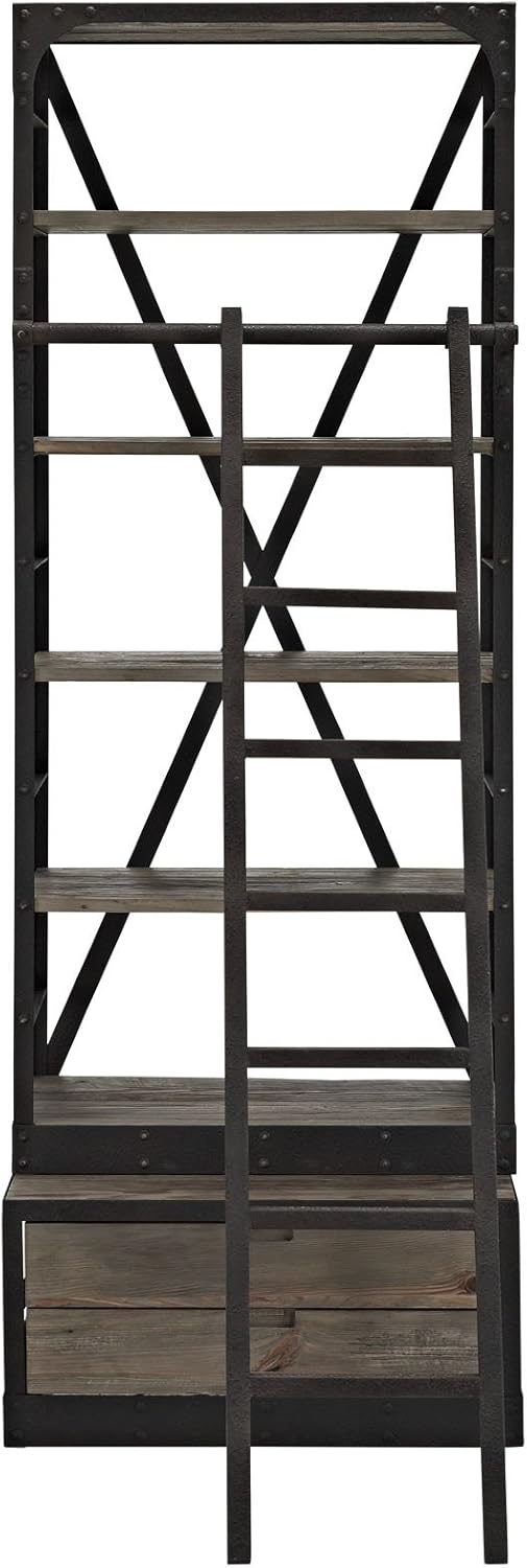 Brown Wood and Cast Iron Bookshelf U7539