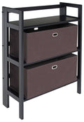 3-Pc Set Folding Bookcase with Fabric Basket D359150