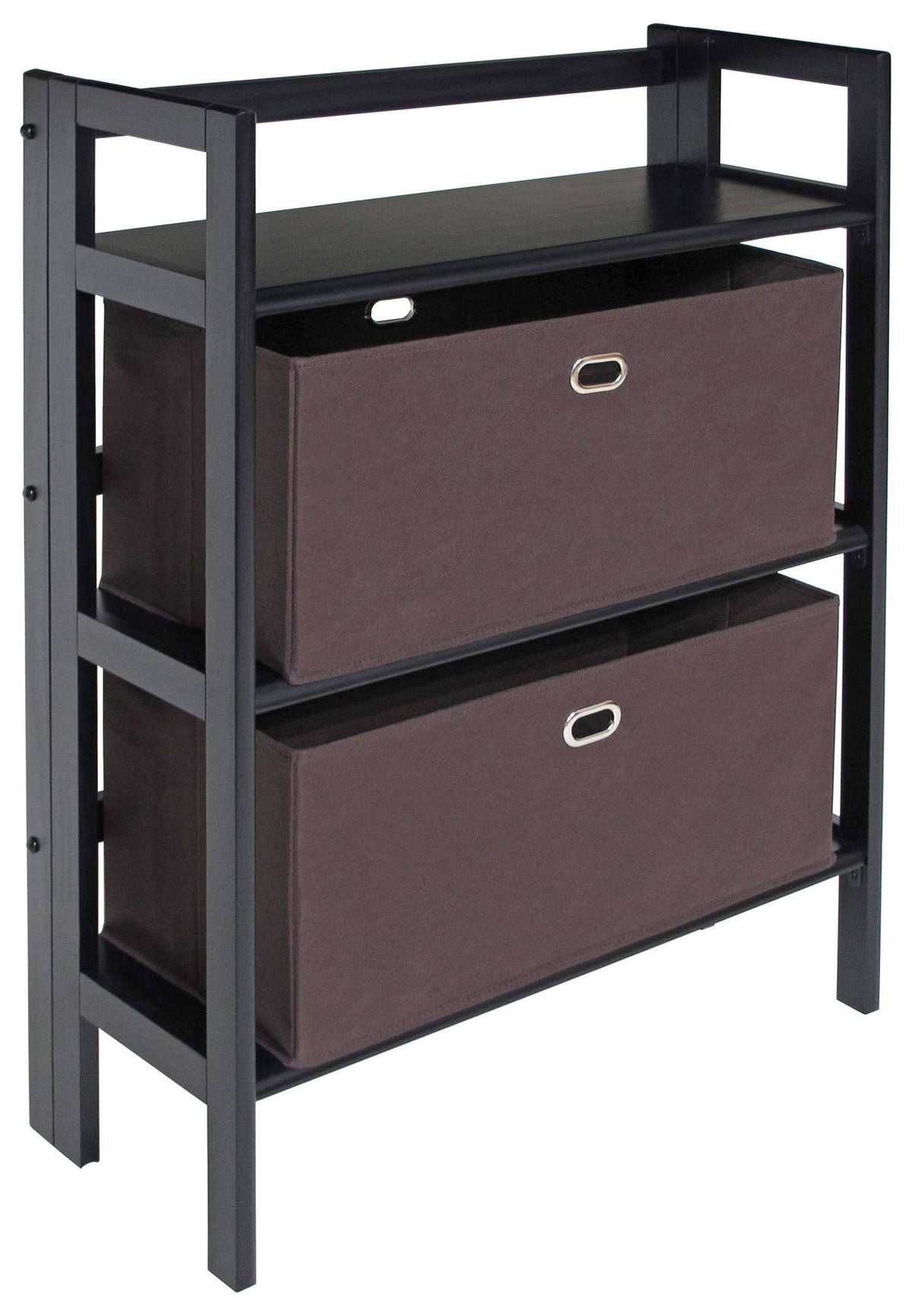 3-Pc Set Folding Bookcase with Fabric Basket D359150