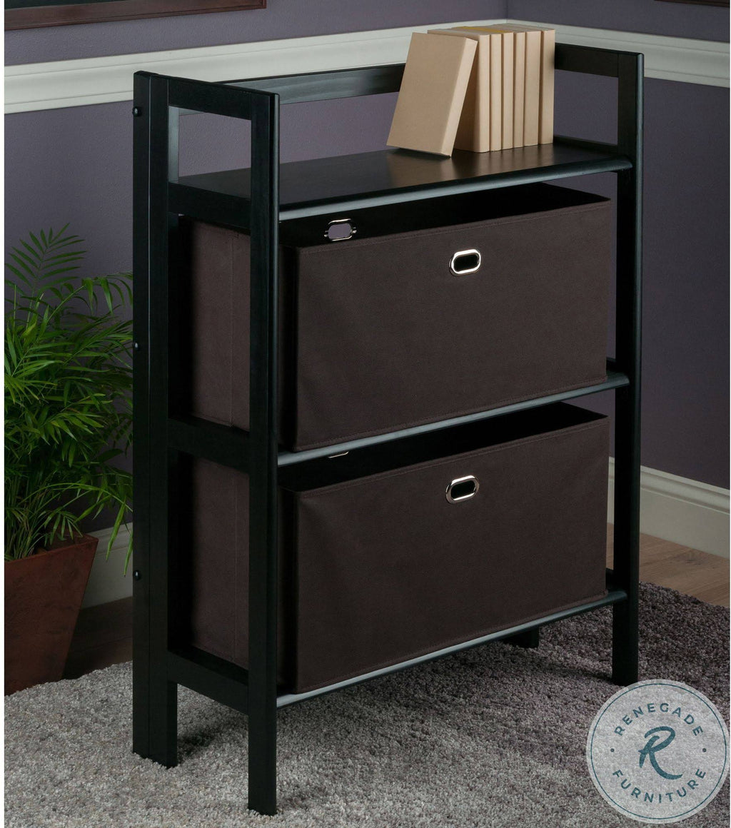 3-Pc Set Folding Bookcase with Fabric Basket D359150