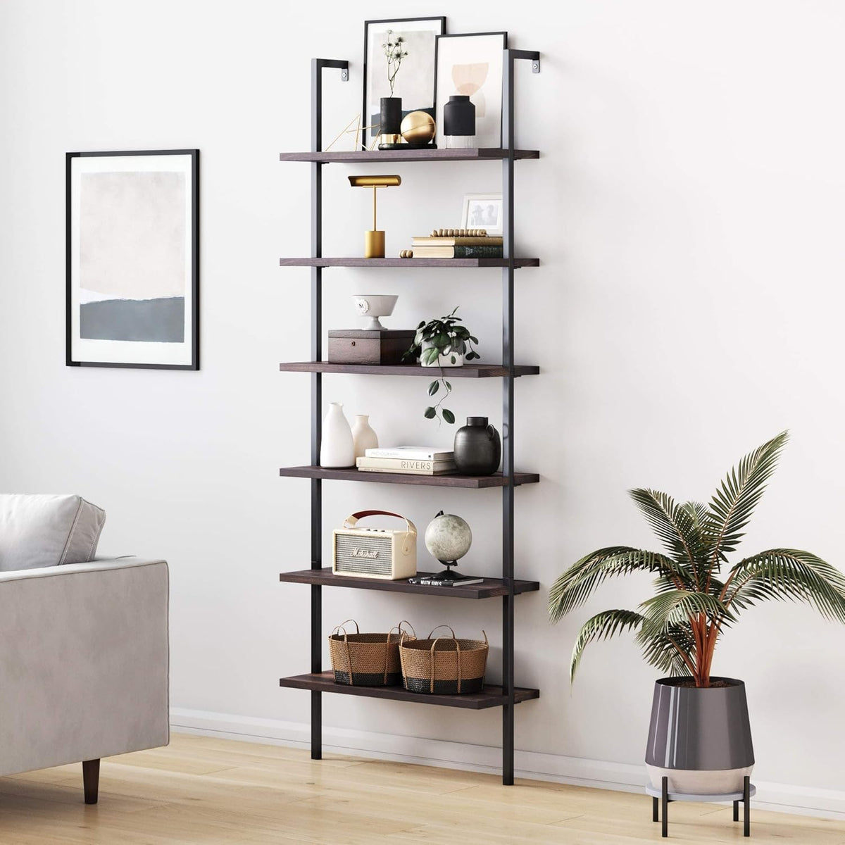 5-Shelf Oak Wood Modern Bookcase J79250