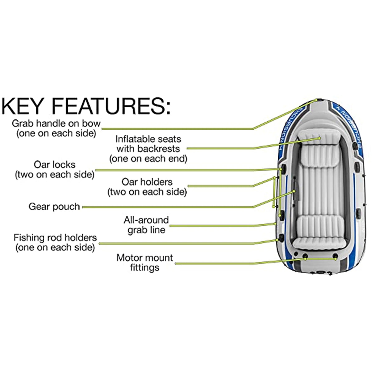 4 Person Inflatable Boat Set with 2 Oars F5884
