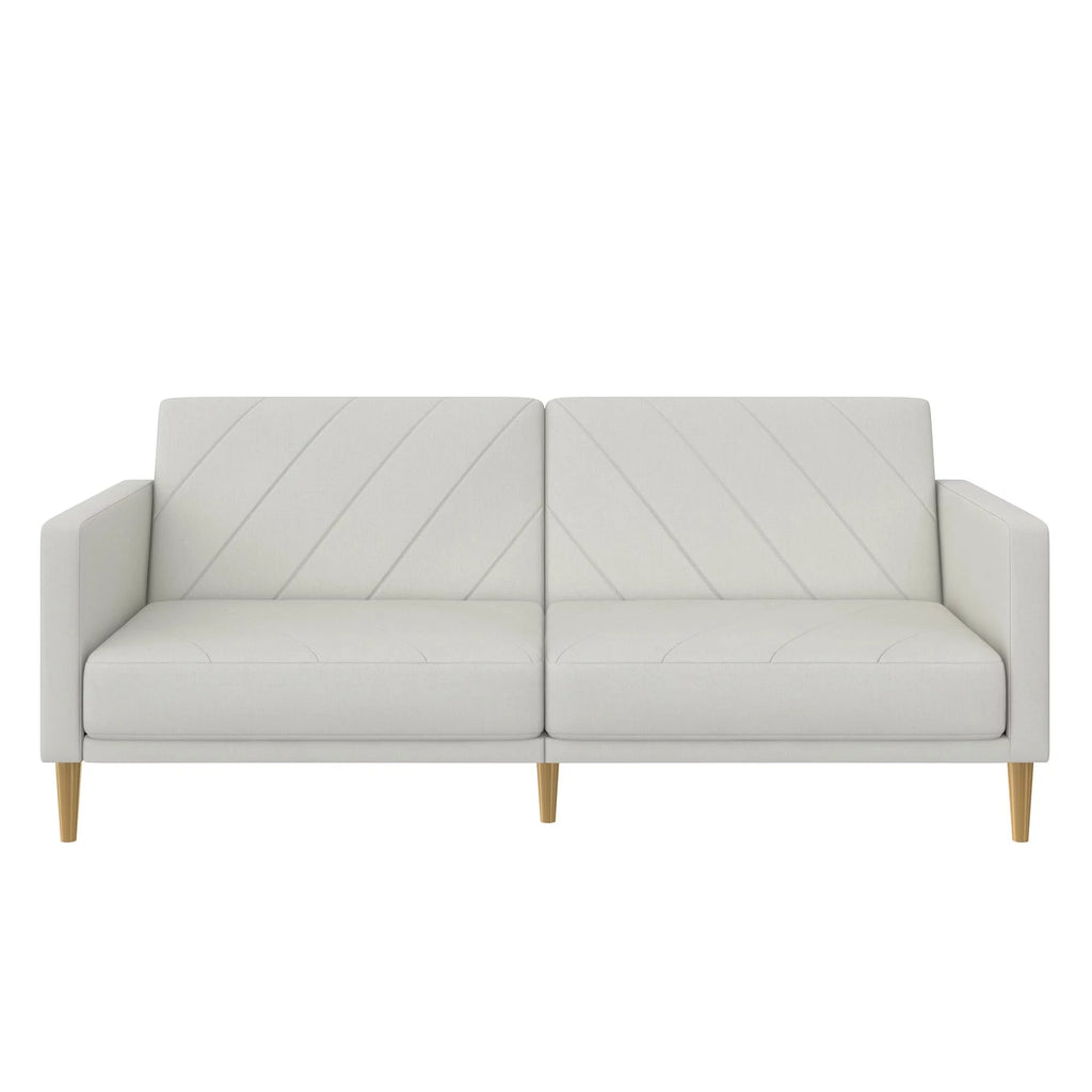 Light Gray Linen Futon Sofa Bed H639461