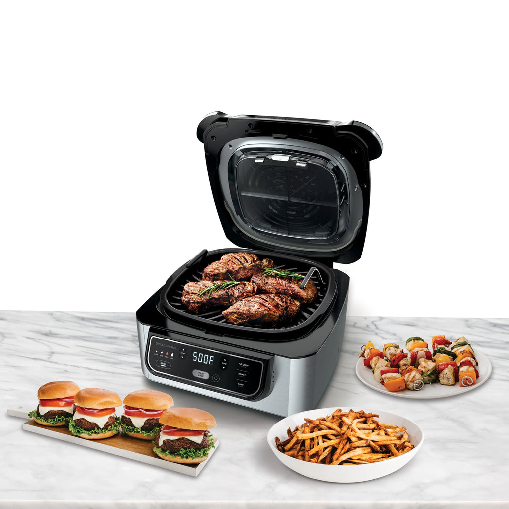 4-in-1 Indoor Grill with 4-qt Air Fryer, Black/Stainless I952340