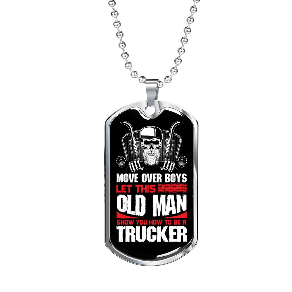 Dog Tag Stainless Steel or 18k Gold 24" Chain W821