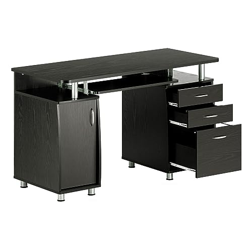 Espresso Writing Desk with Drawers & File Cabinet G656