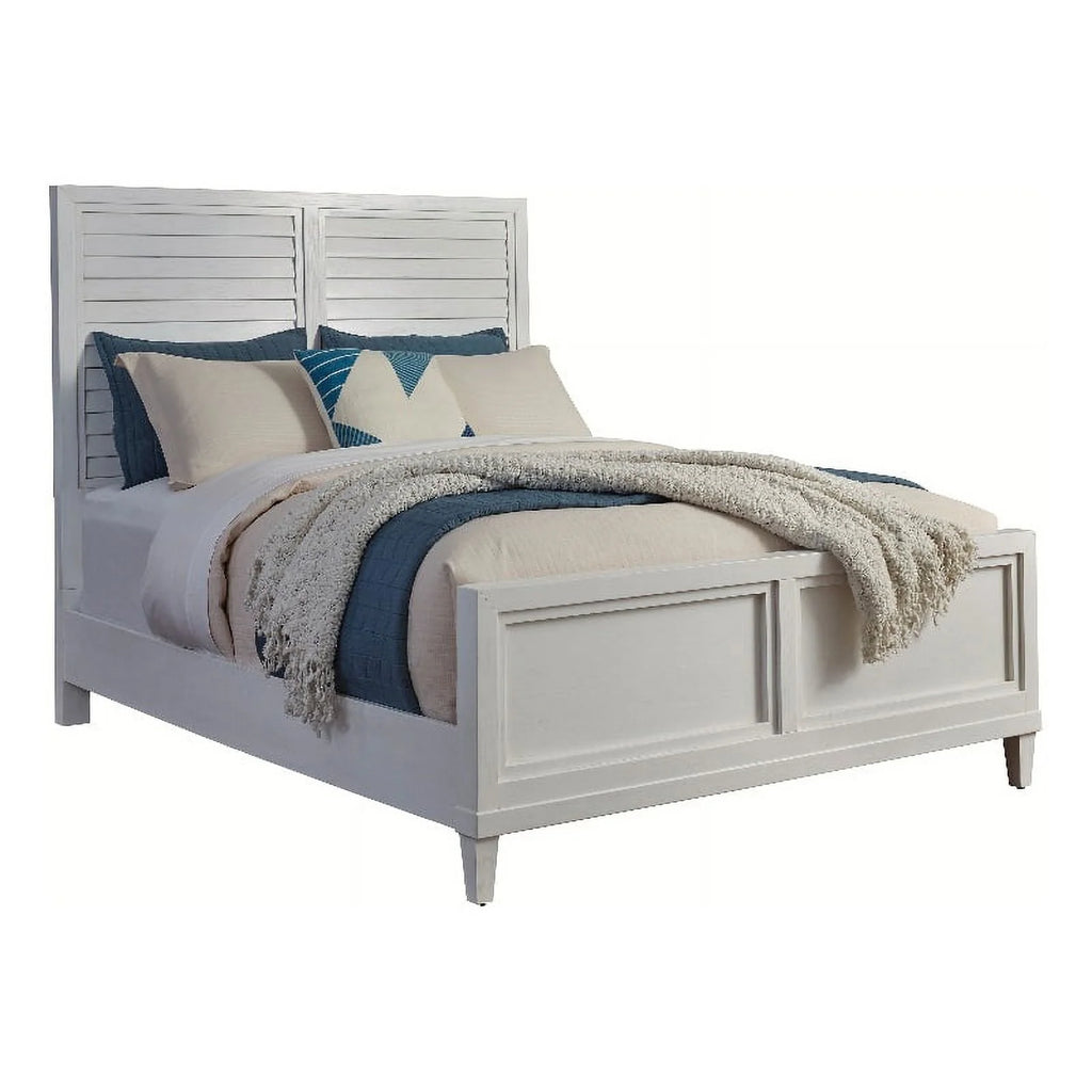 White Wood King Panel Bed Y580221