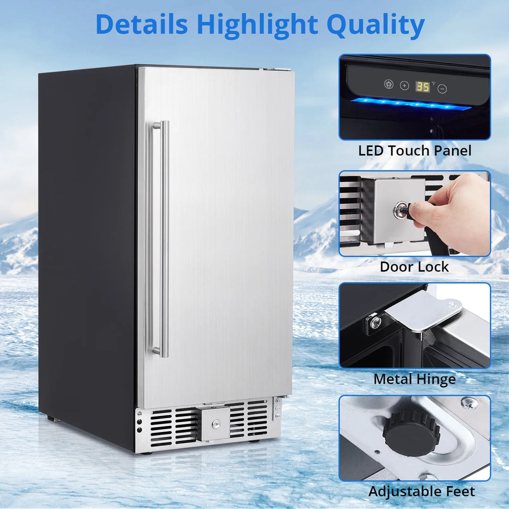 15 Inch Weather Proof Stainless Steel Beverage Refrigerator 110 Cans I784