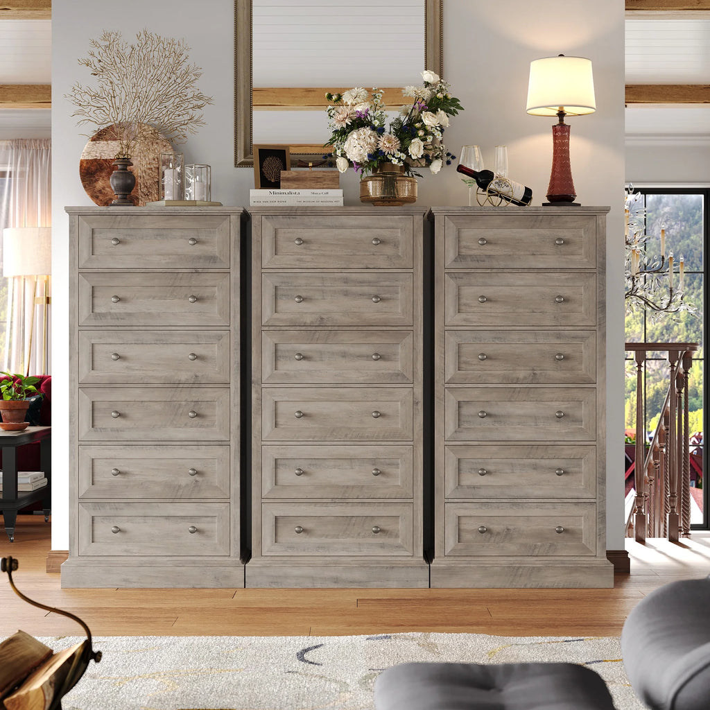 Gray 6 Drawer Wood Dresser H849