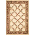 Ivory Brown Floral Border Area Rug 8'9" x 12' Z2136