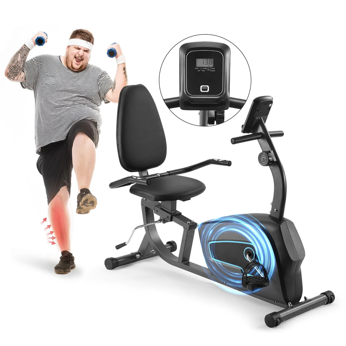 Indoor Recumbent Exercise Bike with Adjustable Seat H270782