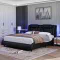 White Queen LED PU Leather Upholstered Platform Bed I869