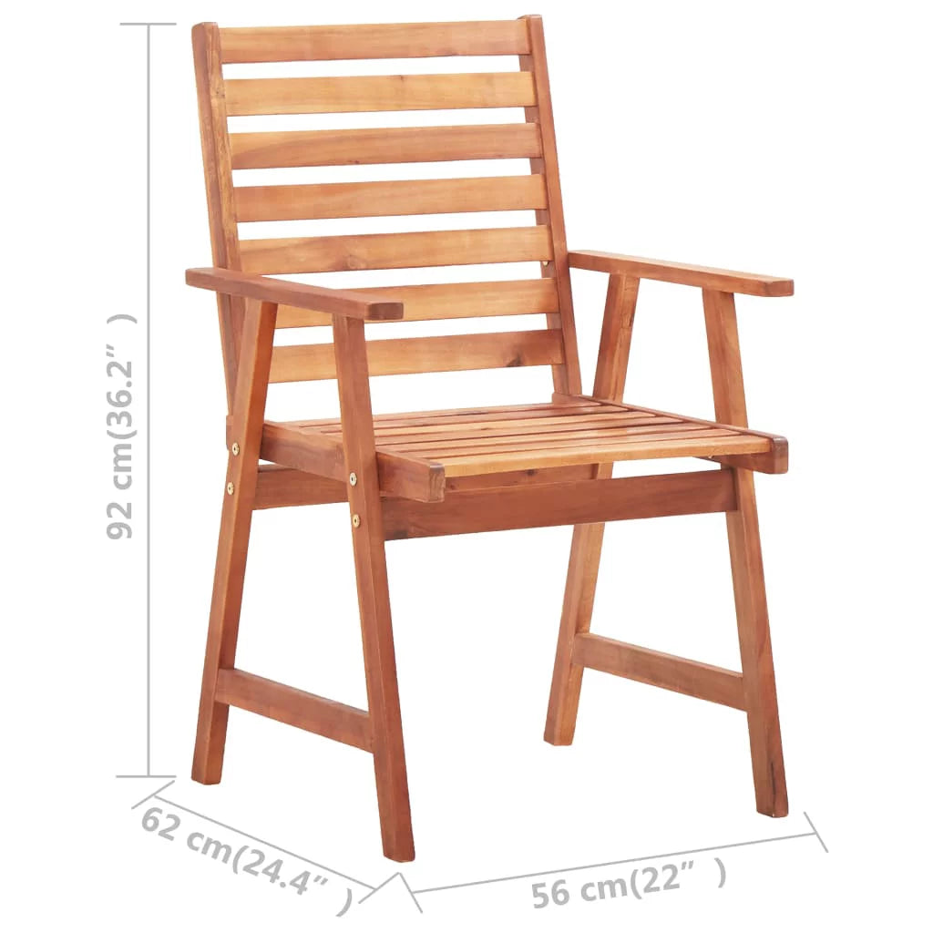 2 pcs Acacia Wood Patio Dining Chairs with Cushions X793951