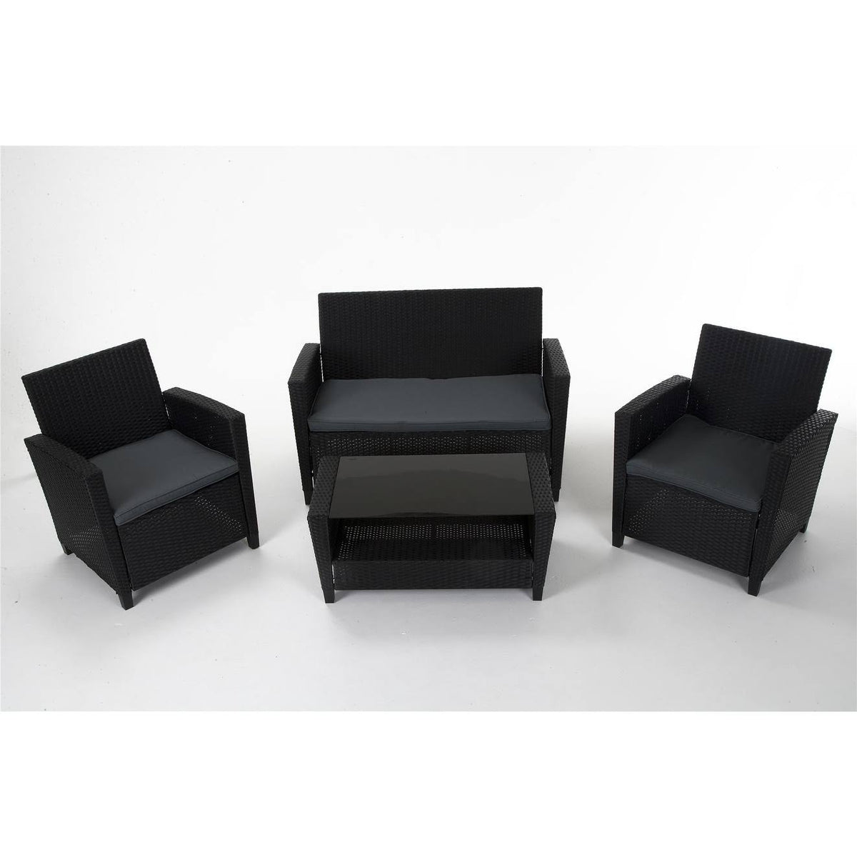 Gray Black 4-Piece Outdoor Conversation Set C53350