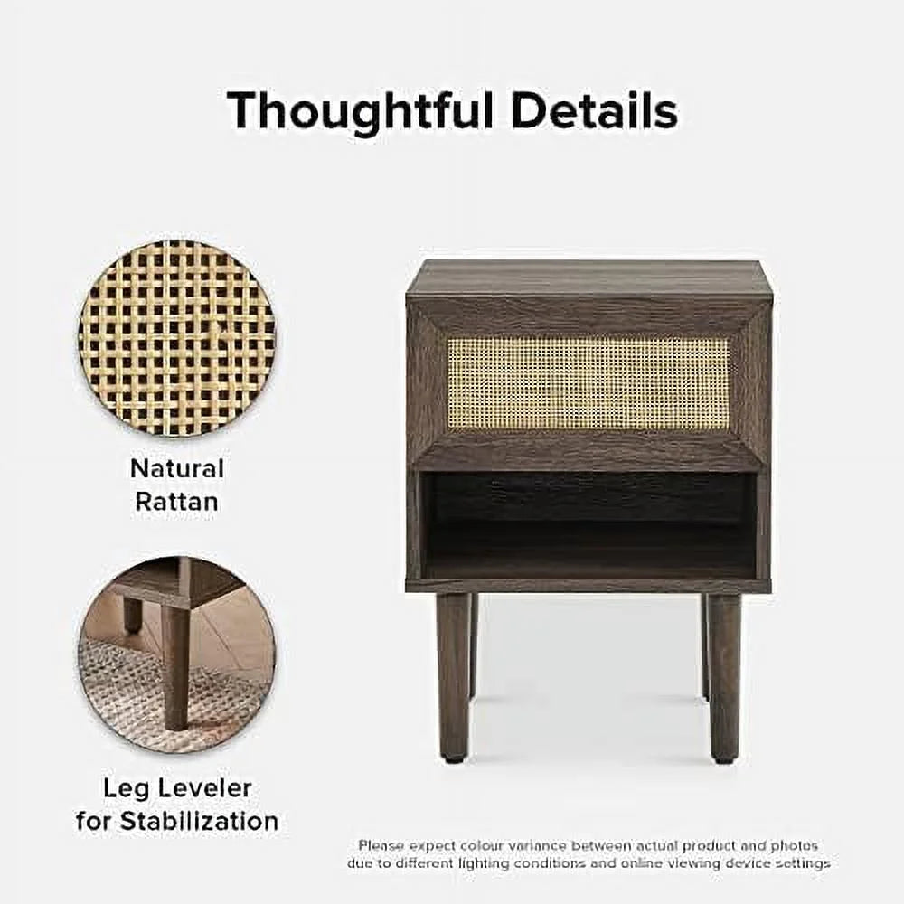 Charcoal Nightstand Set 2 with Drawers P382