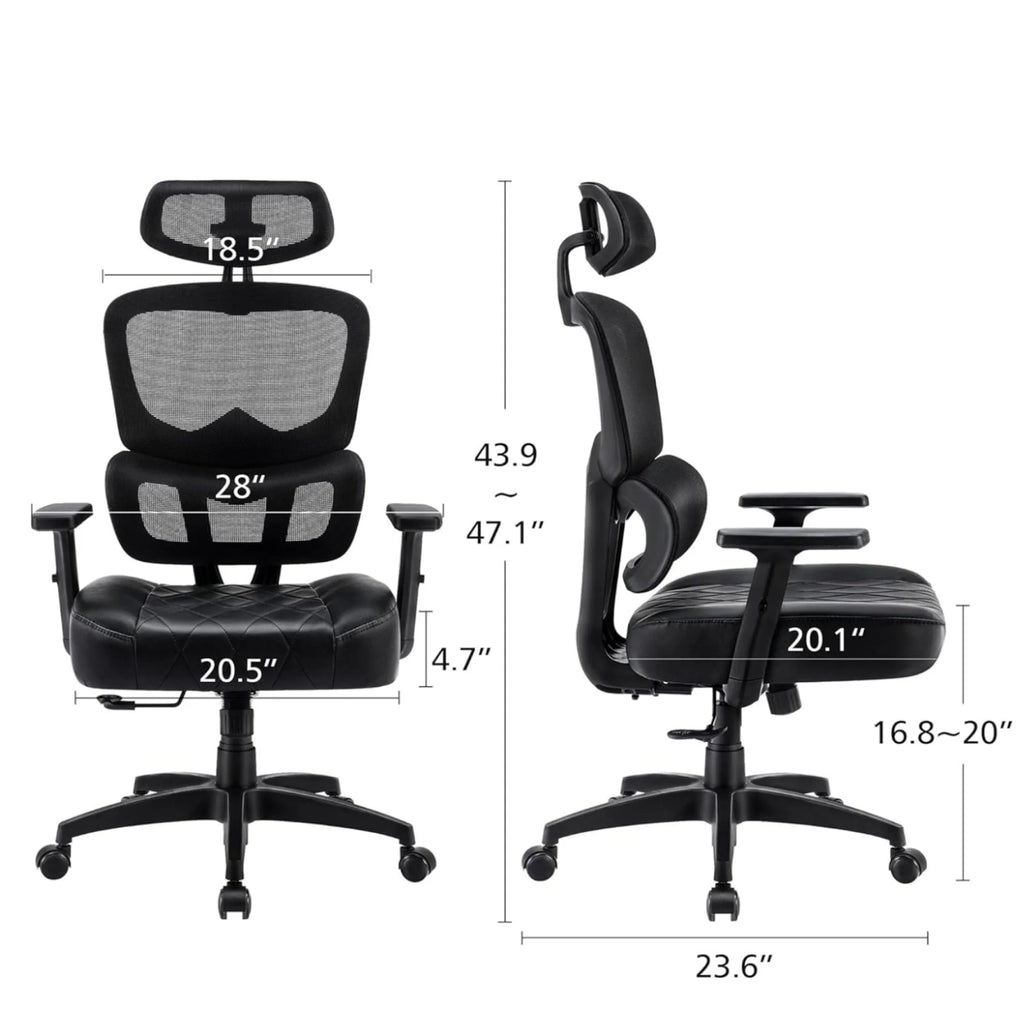 Black Ergonomic Mesh Office Chair with Footrest F865798
