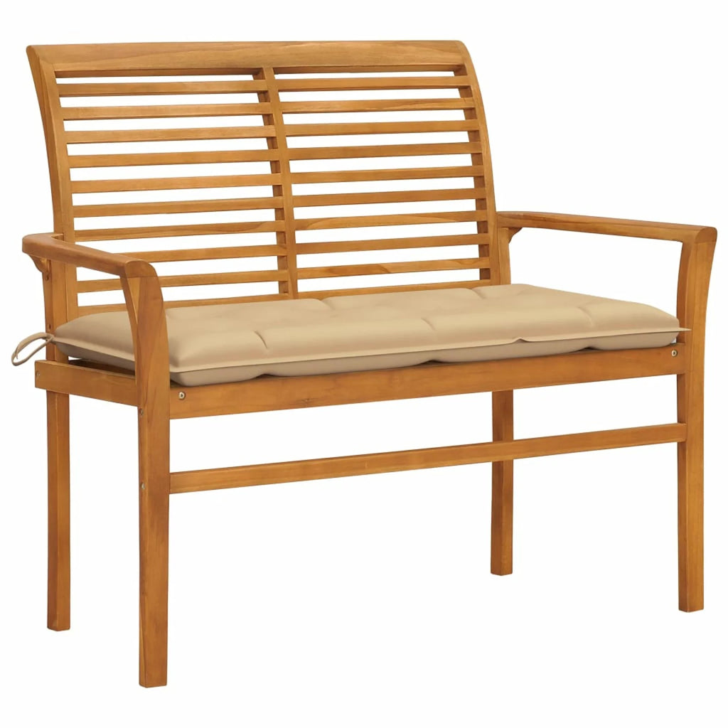 Beige Cushion Teak Wood Patio Bench Z515