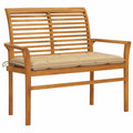 Beige Cushion Teak Wood Patio Bench Z515