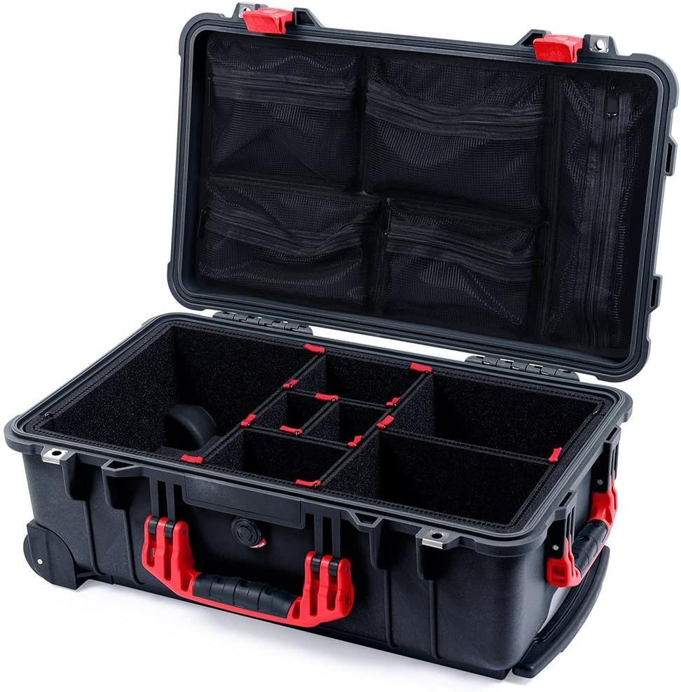 Black & Red Pelican 1510 Case with TrekPak Dividers & Mesh Lid Organizer L424