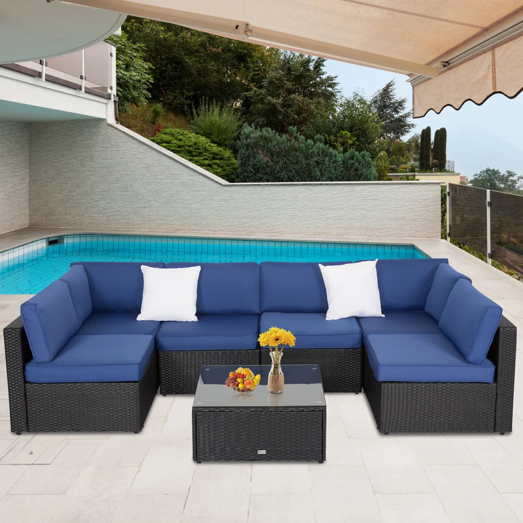 7 Pc Wicker Rattan Patio Furniture Set F37269