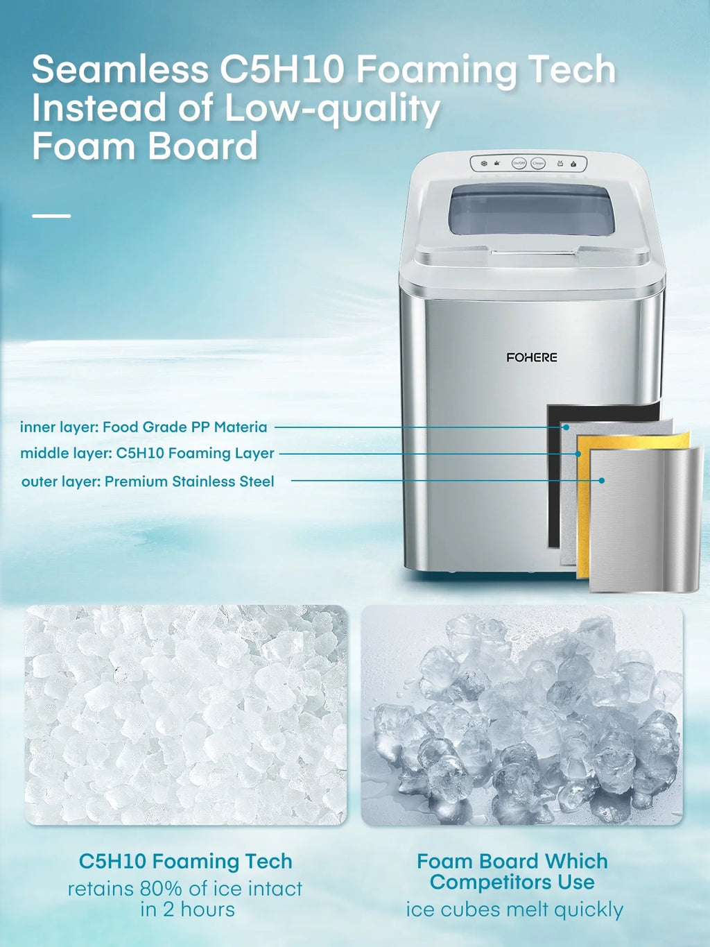 White Stainless Steel Nugget Ice Maker J8033