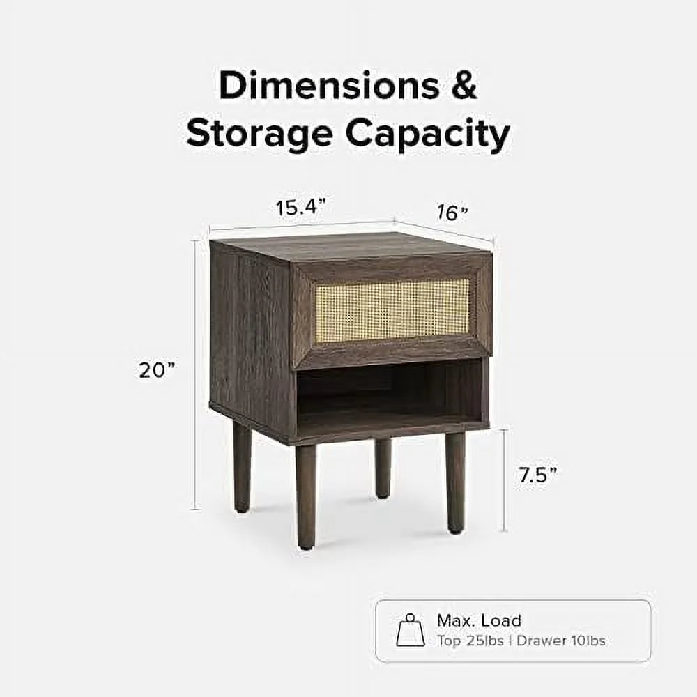 Charcoal Nightstand Set 2 with Drawers P382