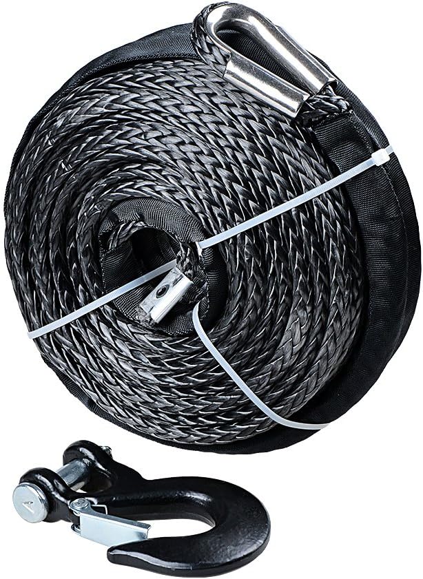 Black 3/8 inch Synthetic Winch Rope 20500LBs T91986