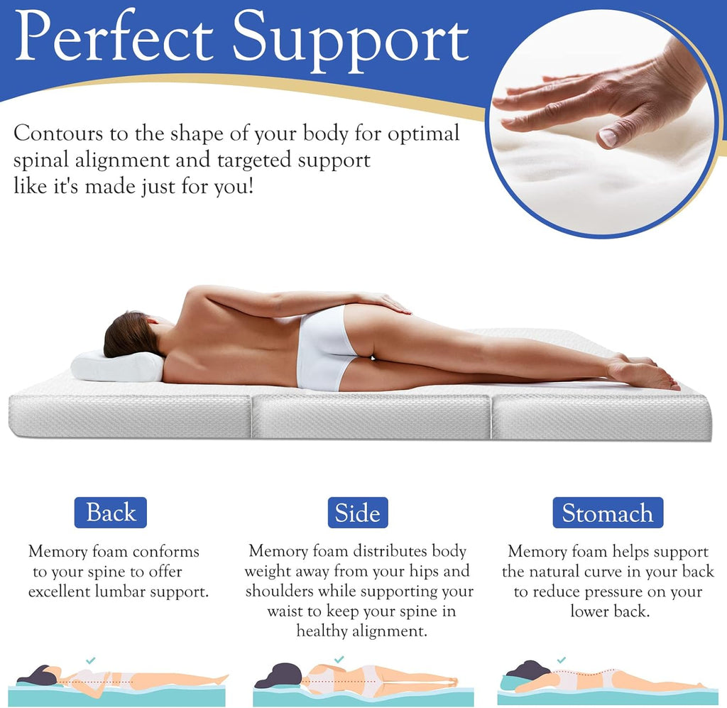 Folding Mattress, Tri-fold Mattress 4-inch, Twin Size, Memory Foam Mattress with Washable Bamboo Fabric Cover C225342