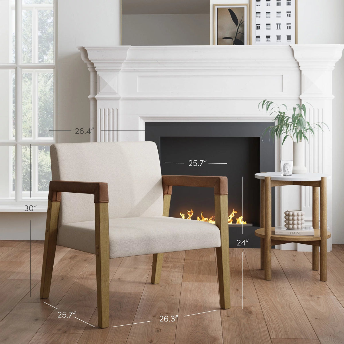 Natural Flax Upholstered Accent Chair with Arms F58167