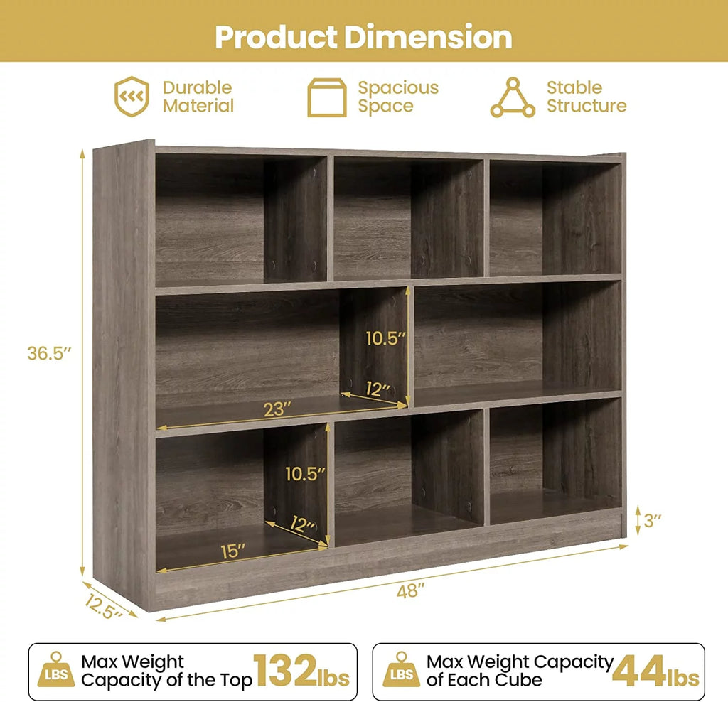 3 Tier 8 Cube Wood Storage Bookcase F3939