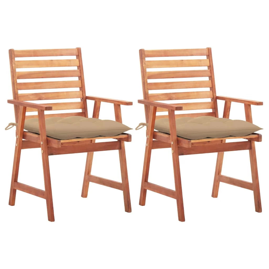 2 pcs Acacia Wood Patio Dining Chairs with Cushions X793951