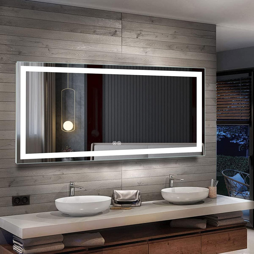Horizontal Dimmable LED Bathroom Mirror with Anti-Fog and Bluetooth B804