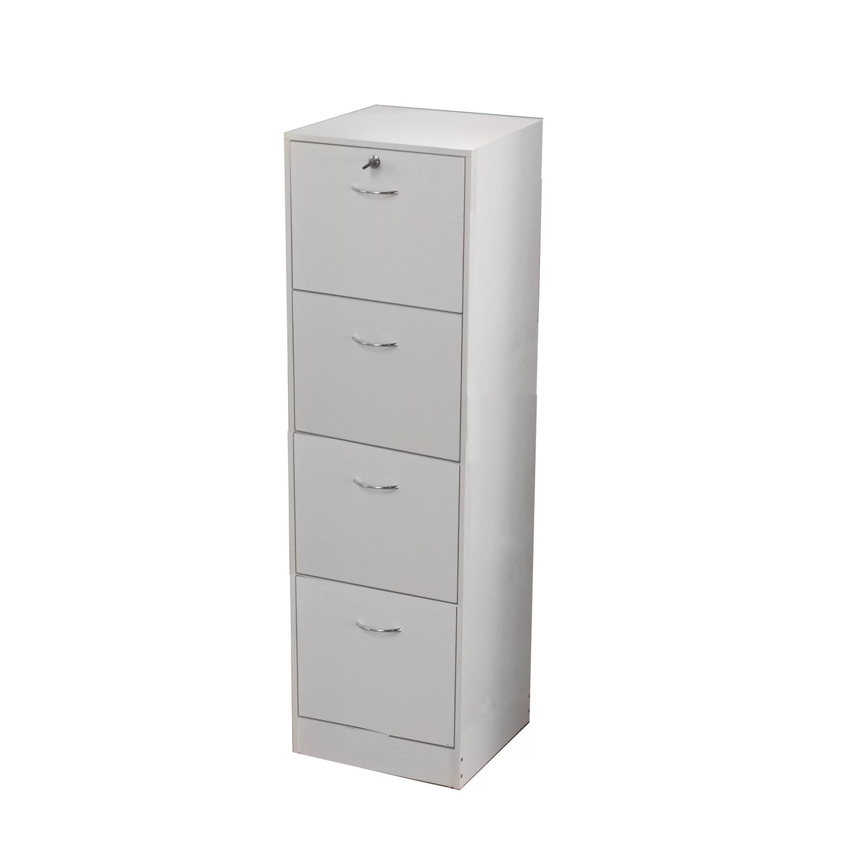 White 4 Drawer Wood Lockable Filing Cabinet F21052