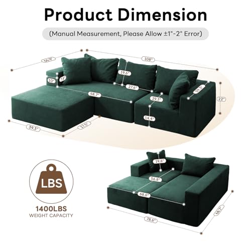 Cream Modular Sectional Sofa with Chaise M779
