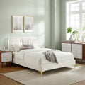 White Channel Tufted Velvet Twin Platform Bed F31697