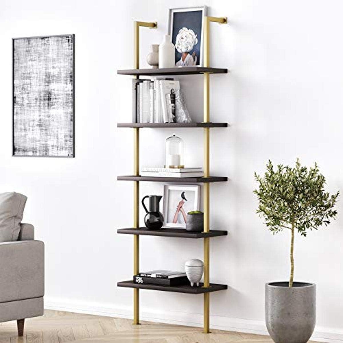 5-Shelf Oak Wood Modern Bookcase J79250