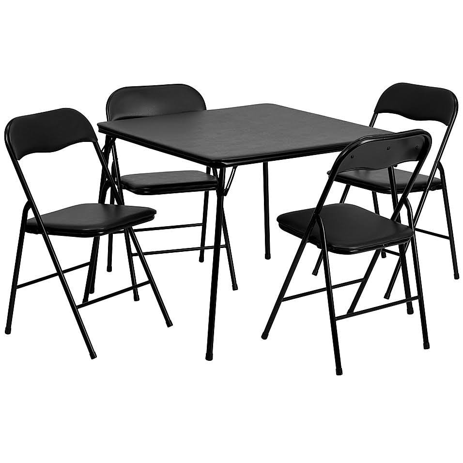 5-Piece Folding Card Table and Chairs in Black X473