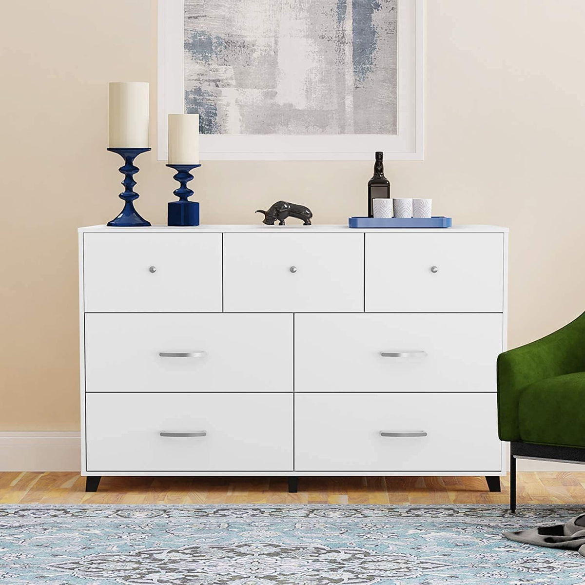 White 7 Drawer Dresser Q7602
