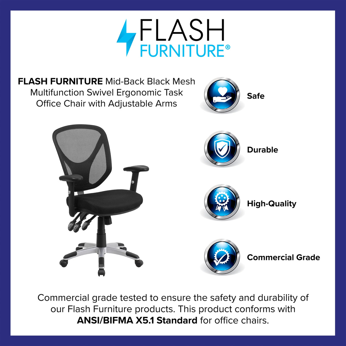 Black Mesh Ergonomic Task Office Chair V939