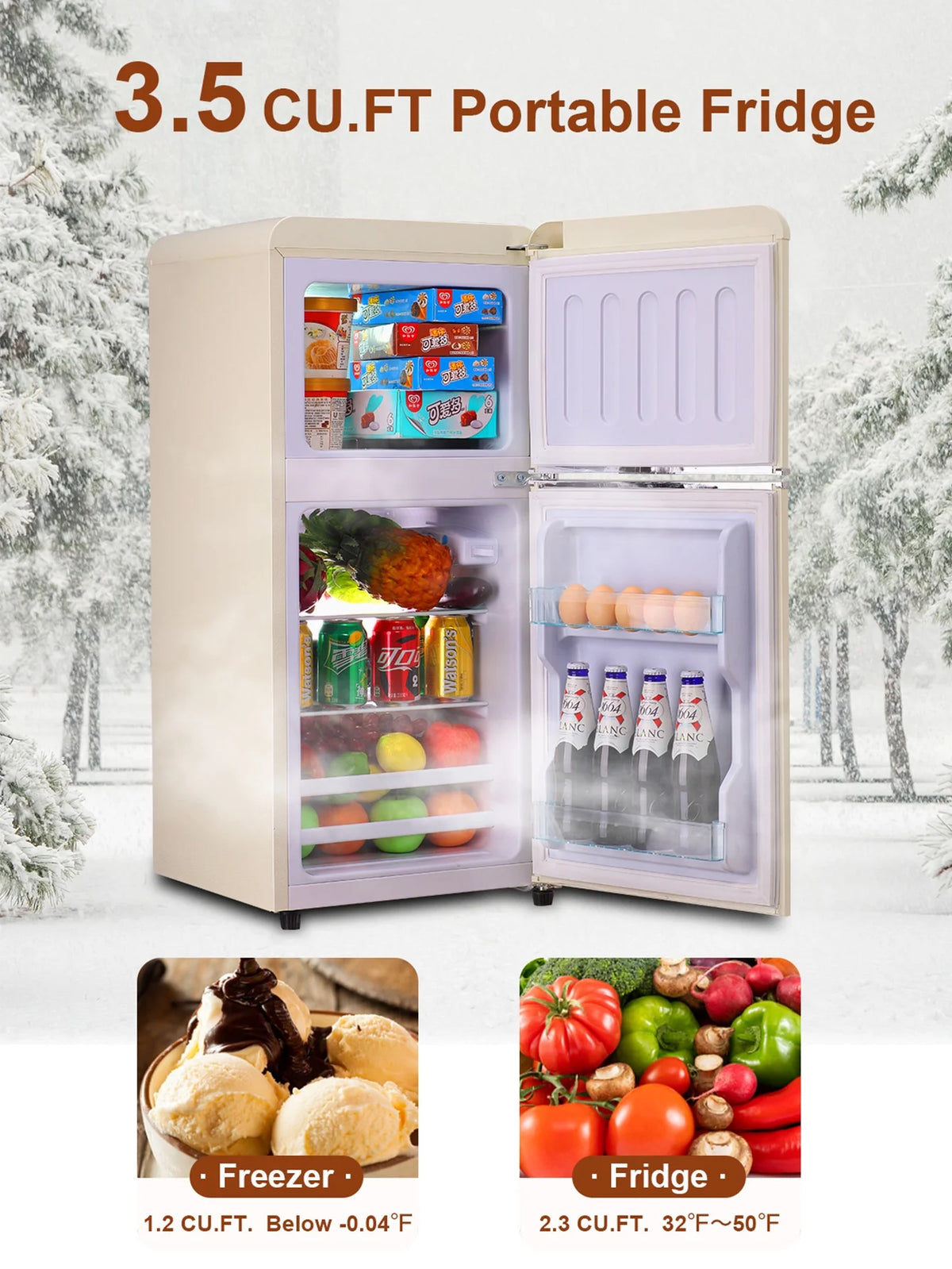 3.5 Cu.ft Mini Fridge with Freezer E6000