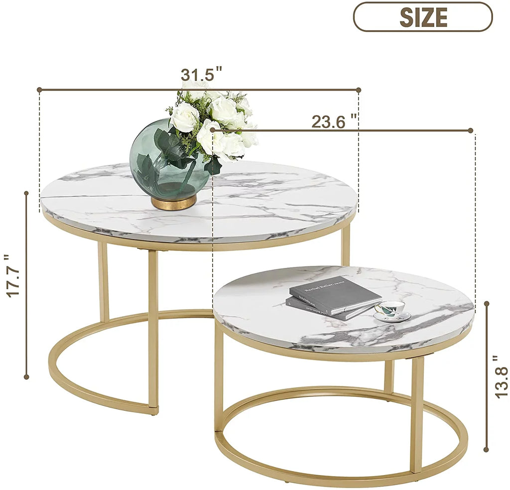 Round Nesting Coffee Table Set Gold H53345