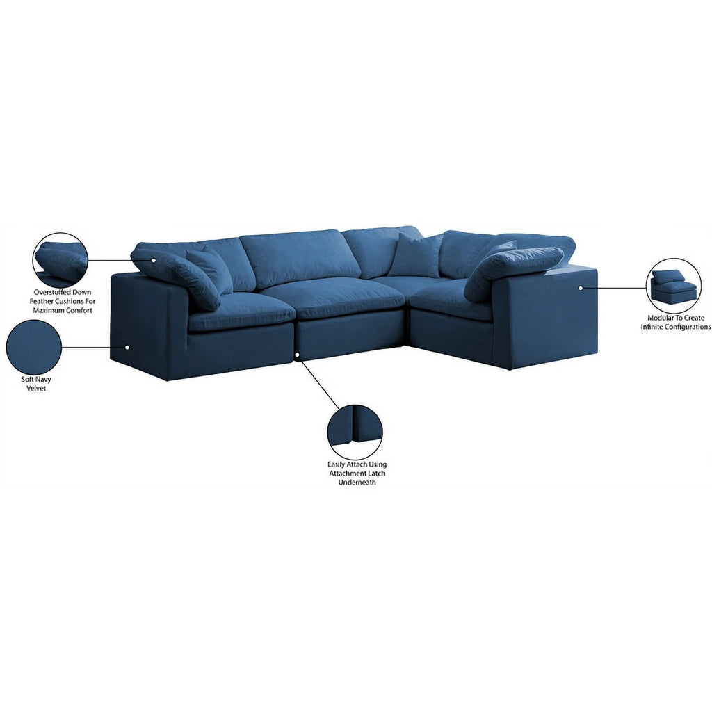 Navy Velvet Modular Sectional G85344