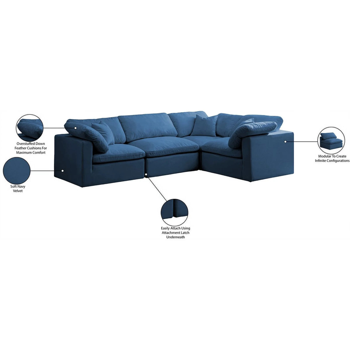 Navy Velvet Modular Sectional G85344