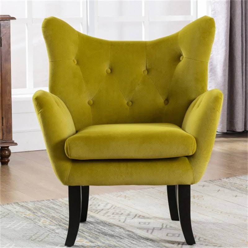 Velvet Accent Chair Armchair with Wooden Legs U4205