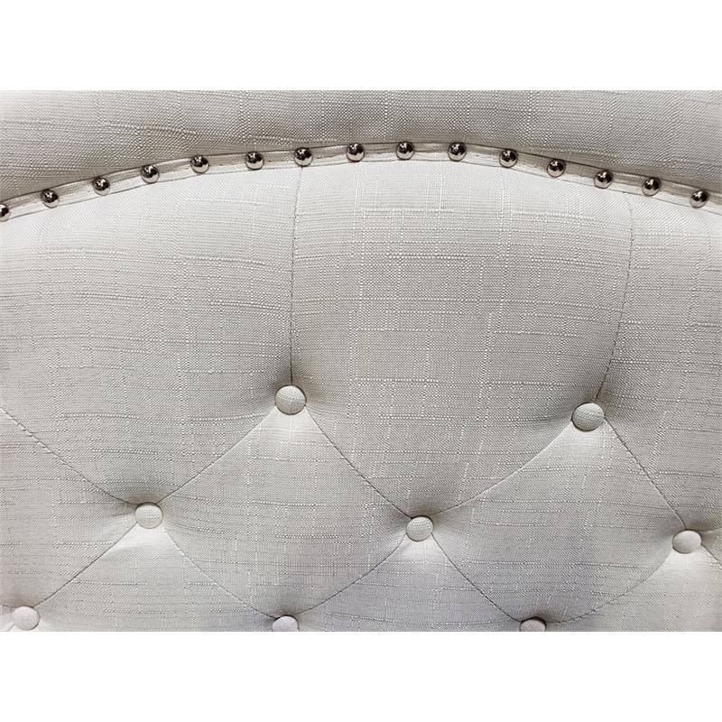 Beige King Upholstered Tufted Platform Bed V9516